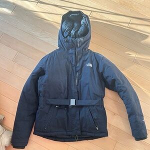 The North Face Black Belted Hooded Jacket Puffer